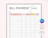 Bill Pay Organizer. Bill Payment Log. Monthly Bill Payment Checklist. Expense and Bill Tracker. Bill Payment Tracker. Editable CANVA. PDF