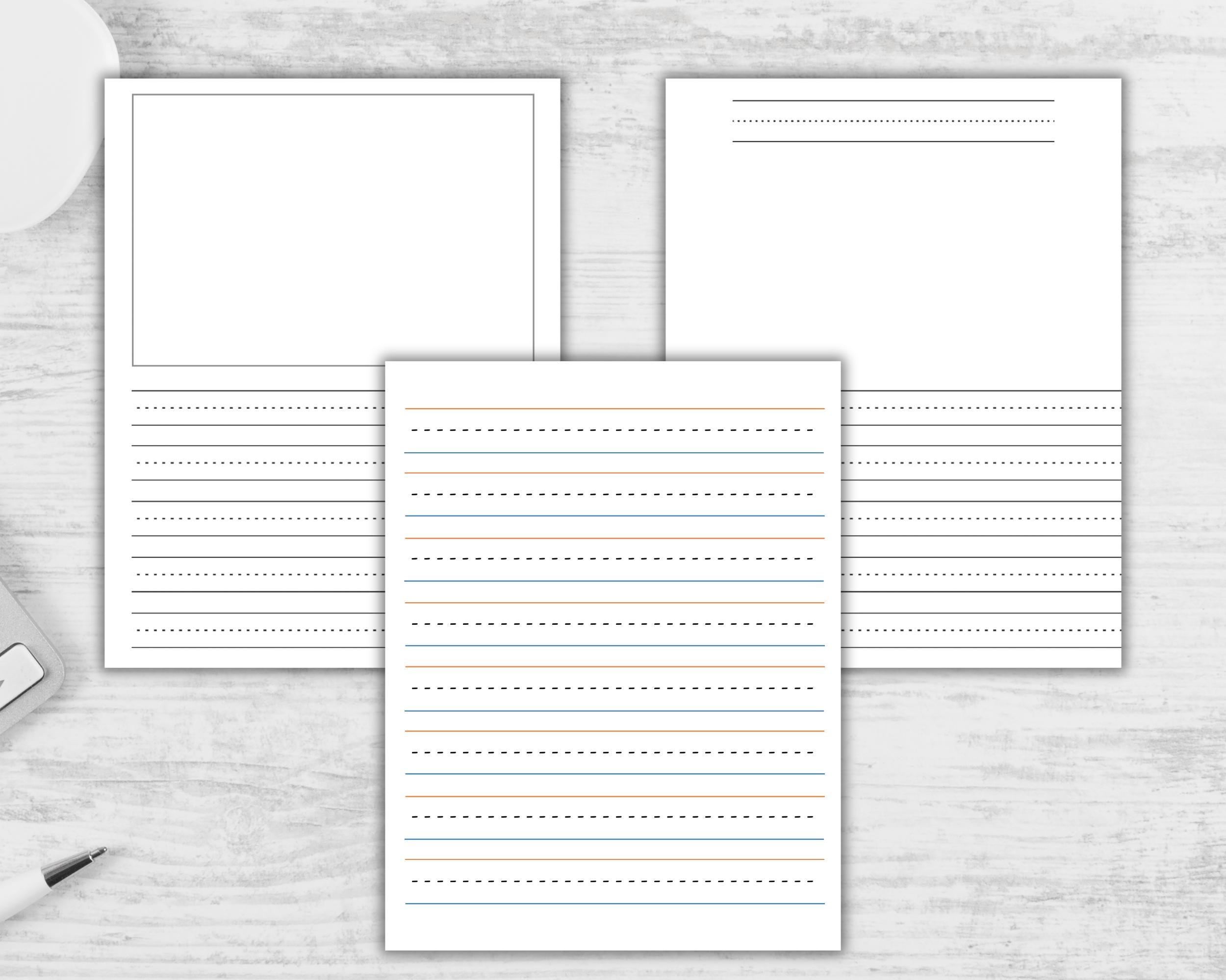 Handwriting Paper Printable. Kids Lined Paper. Practice Writing Paper ...