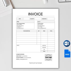 Editable Invoice Template. Invoice Form. Custom Invoice. Business Invoice. Invoice Word. Billing Template. Modern Invoice. Google Docs/Word