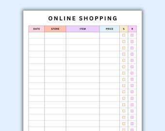 Online Purchases Tracker Printable. Online Shopping Tracker. Order Tracker Template. Shopping List. Order List Template Instant Download PDF