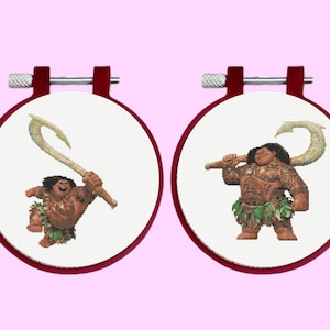Maui Cross Stitch Pattern, 2 Maui Bundle Set,  Maui from Moana , instant download
