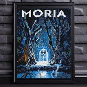 Fantasy Earth Cross Stitch Pattern, Mines of Moria Cross Stitch Pattern, instant downlaod, 17 DMC Colors
