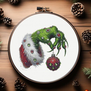Grinch Cross Stitch Pattern,  Grinch Hand Cross Stitch, Grinch, Christmas Cross Stitch, instant download,