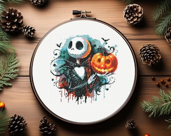 Jack Halloween Cross Stitch Pattern, Jack Skellington Cross Stitch Pattern - Instant Download