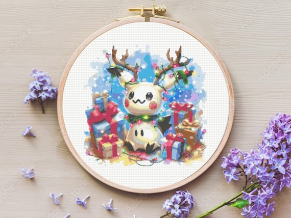 ミミッキュ クロスステッチ パターン、ミミッキュ クリスマス