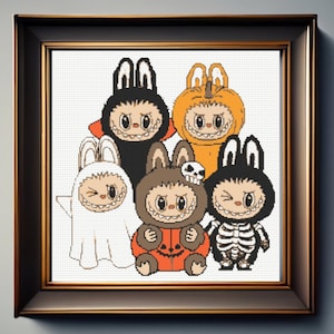 Monster Doll Horror Cross Stitch Pattern, Spooky Doll Monster Characters, Doll Cartoon Halloween, Coquette Doll instant PDF download