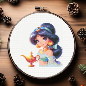 Jasmine Cross Stitch Pattern, Princess Cross Stitch Pattern - Instant Download