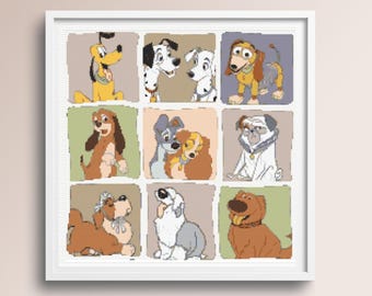Famous Dogs Cross Stitch Pattern, instant download
