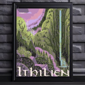 Fantasy Earth Cross Stitch Pattern,  ithilien Cross Stitch Pattern - instant downlaod, 12 DMC Colors, instant download
