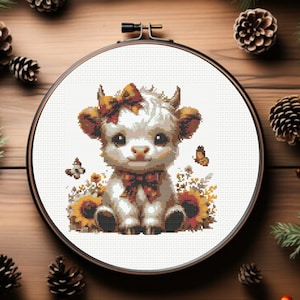 Baby Highland Cow Cross Stitch Pattern, Highland Cow Cross Stitch Pattern - Instant Download