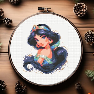 Jasmine Cross Stitch Pattern, Princess Cross Stitch Pattern - Instant Download