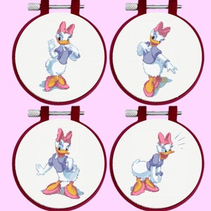 Famous Duck Cross Stitch Pattern, Set of 4 Lovely Duck, instant download
