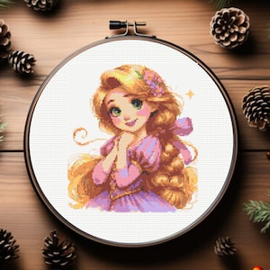 Rapunzel Cross Stitch Pattern, Princess Cross Stitch Pattern, Tangled Cross Stitch Pattern,  instant download