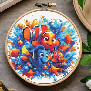 Finding Nemo Cross Stitch Pattern - Tropical Fish Cross Stitch Pattern, instant download