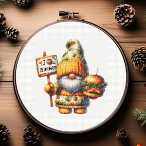 Gnome Cross Stitch Pattern, Chef Gnome Cross Stitch Pattern - Instant Download