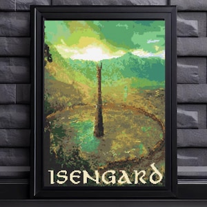 Fantasy Earth Cross Stitch Pattern, Isengard Cross Stitch Pattern - instant downlaod, 24 DMC Colors, instant download