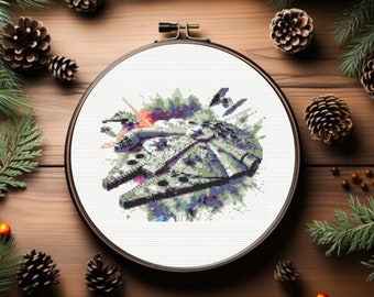 Millennium Falcon Cross Stitch Pattern, Star Wars Space Ship Cross Stitch Pattern, instant download