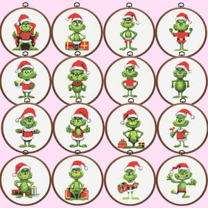 Grinch Cross Stitch Pattern,  Set of 16 Grinch Cross Stitch Patterns, Grinch, Christmas Cross Stitch, instant download,