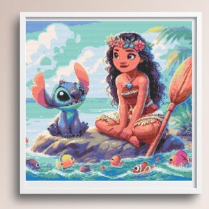 Stitch and Moana Cross Stitch Pattern - instant download