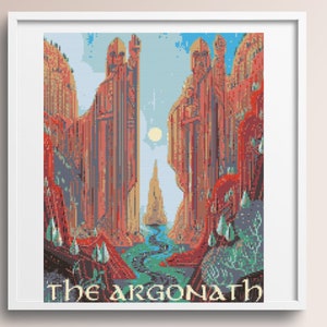 Fantasy Earth Cross Stitch Pattern, ARGONATH Cross Stitch Pattern, instant downlaod, 14 DMC Colors