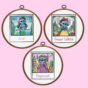 Stitch Cross Stitch Pattern, 3 Princess Stitch Pattern Bundle Set , instant download