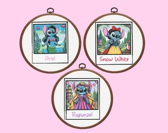 Stitch Cross Stitch Pattern, 3 Princess Stitch Pattern Bundle Set , instant download