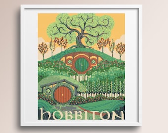 Hobbiton Cross Stitch Pattern, Shire Cross Stitch Pattern, Middle Earth Cross Stitch Pattern, instant download