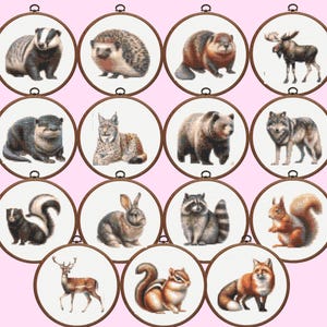 Realistisch dieren kruissteekpatroon, set van 15 dieren kruissteekpatroon - direct downloaden