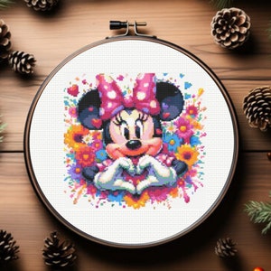 Minnie Mouse Cross Stitch Pattern - Minnie Mouse embroidery - Instant Download, Mickey Mouse Cross Stitch Pattern- Small