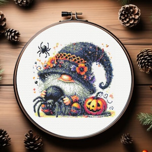 Halloween Gnome Cross Stitch Pattern, Halloween Cross Stitch Pattern, instant download