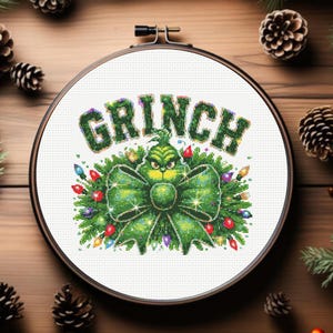 Grinch Cross Stitch Pattern, Christmas Cross Stitch Pattern - Instant Download