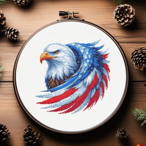 American Eagle Cross Stitch Pattern, Patriotic Cross Stitch Pattern, USA Cross Stitch Pattern, USA Flag Cross Stitch, instant Download