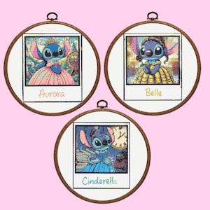 Stitch Cross Stitch Pattern, 3 Princess Stitch Pattern Bundle Set , instant download