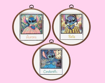Stitch Cross Stitch Pattern, 3 Princess Stitch Pattern Bundle Set , instant download