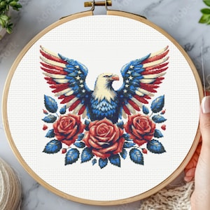 American Eagle Cross Stitch Pattern, Patriotic Cross Stitch Pattern, USA Cross Stitch Pattern, USA Flag Cross Stitch, instant Download