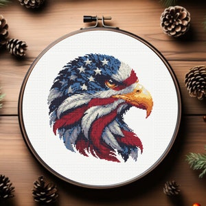 American Eagle Cross Stitch Pattern, Patriotic Cross Stitch Pattern, USA Cross Stitch Pattern, USA Flag Cross Stitch, instant Download