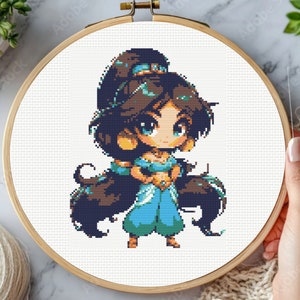 Jasmine Cross Stitch Pattern, Princess Cross Stitch Pattern - Instant Download
