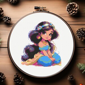 Jasmine Cross Stitch Pattern, Princess Cross Stitch Pattern - Instant Download