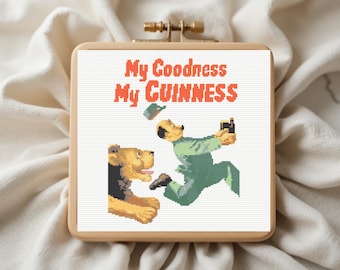 Guinness Cross Stitch Pattern, Lion Cross Stitch Pattern, Vintage Guinness, Instant PDF Download