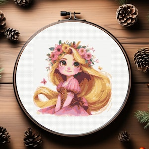 Rapunzel Cross Stitch Pattern, Princess Cross Stitch Pattern, Tangled Cross Stitch Pattern,  instant download