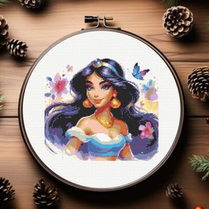 Jasmine Cross Stitch Pattern, Princess Cross Stitch Pattern - Instant Download
