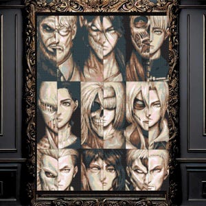 Titan Fighters Cross Stitch Pattern,  Anime cross stitch, instant download