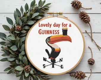 Guinness Cross Stitch Pattern, Toucan Cross Stitch Pattern, Instant PDF Download