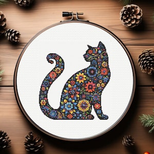 Kat kruissteekpatroon - bloemen kat kruissteekpatroon - bloemen kruissteekpatroon, direct downloaden
