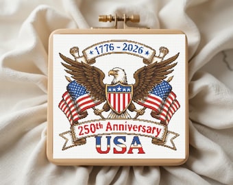 Patrón de punto de cruz de la Libertad, Patrón de punto de cruz patriótico, Patrón de punto de cruz de EE. UU., Punto de cruz de América, 250 años, descarga instantánea
