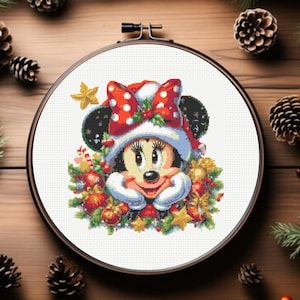 Minnie Mouse Cross Stitch Pattern -  Christmas Cross Stitch Pattern , Instant Download