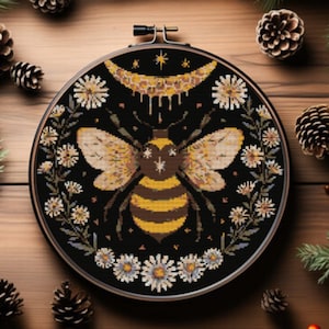 Bee Cross Stitch Pattern - Bumblebee Cross Stitch Pattern - Honey Bee Cross stitch, Bamboo bee - Instant Download
