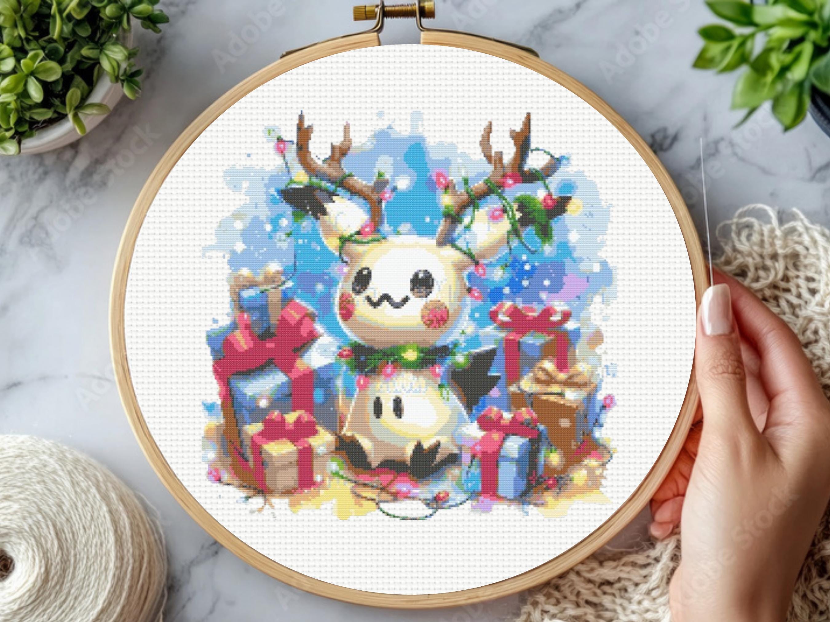 ミミッキュ クロスステッチ パターン、ミミッキュ クリスマス