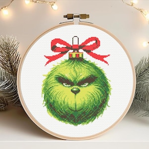 Grinch Cross Stitch Pattern,  Grinch Christmas Lights Cross Stitch, Grinch, Christmas Cross Stitch, instant download,