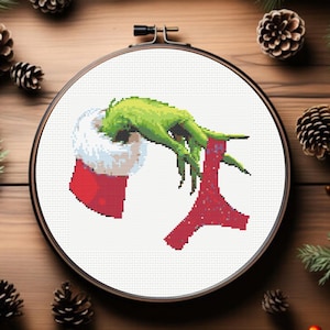 Grinch Cross Stitch Pattern,  Grinch Hand Cross Stitch, Grinch, Christmas Cross Stitch, instant download,